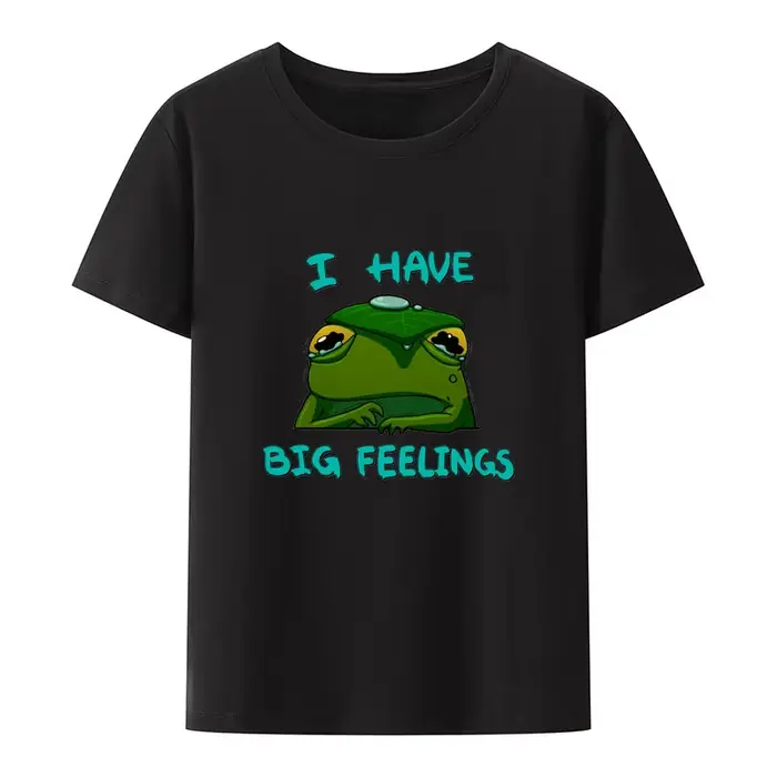 J'ai des grandes sentiments grenouille impression T-shirt Harajuku col rond Punk nouveau Style respi