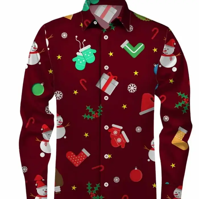 Chemise de noël à manches longues pour hommes