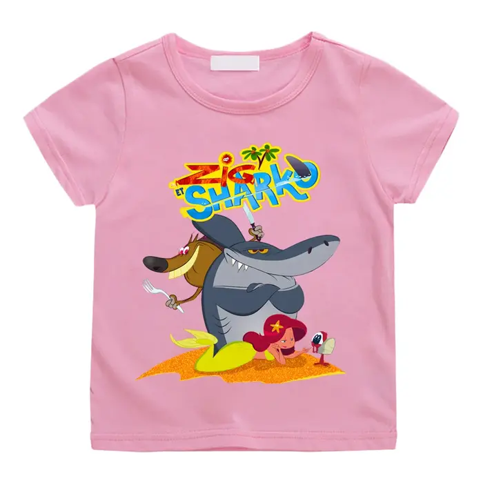 Zig et Sharko dessin animé imprimé 100 % coton t-shirt 2025NEW imprimé mignon doux enfants Camisetas
