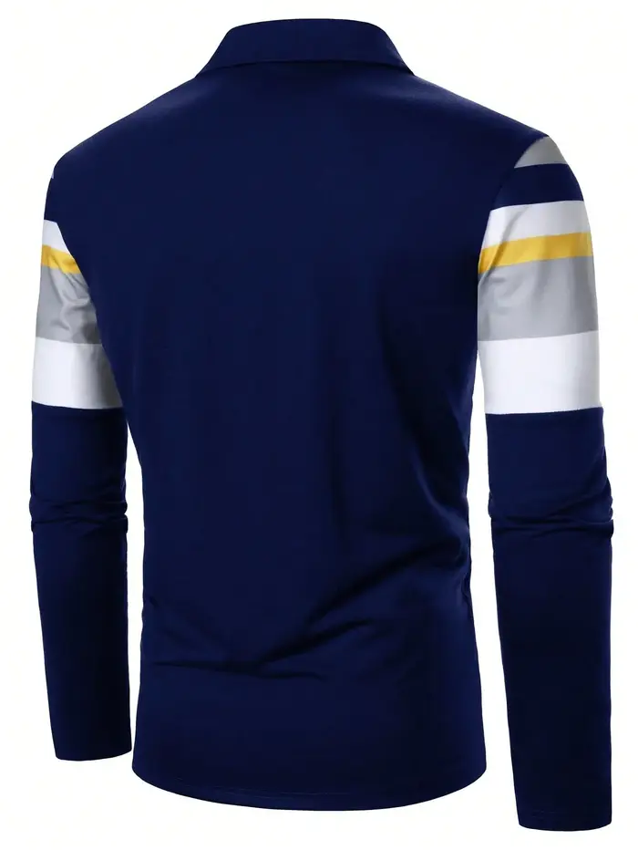La nouvelle chemise POLO à manches longues pour hommes pour le printemps et l'automne 2025 présente un confort de la mode de rue et une impression rayée 3D