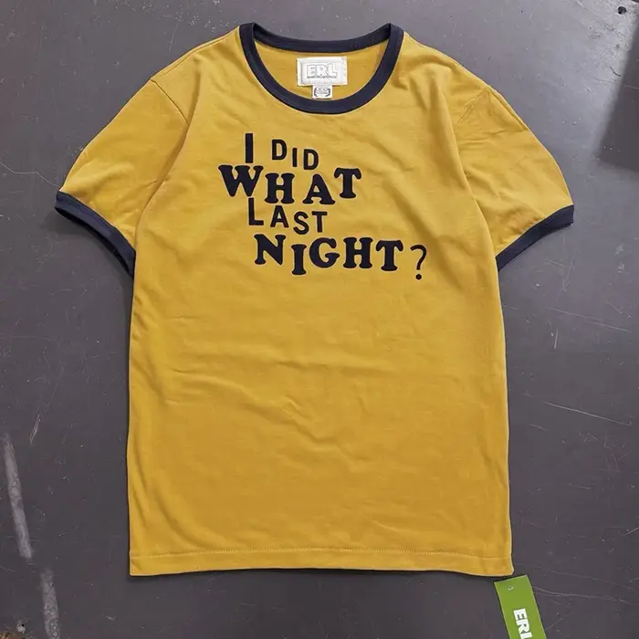 T-shirt unisexe d'été avec lettres floquées 'I DID WHAT LAST NIGHT'