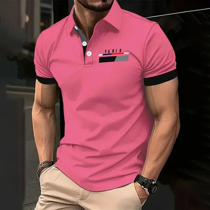 Polo à manches courtes imprimé parisien pour hommes