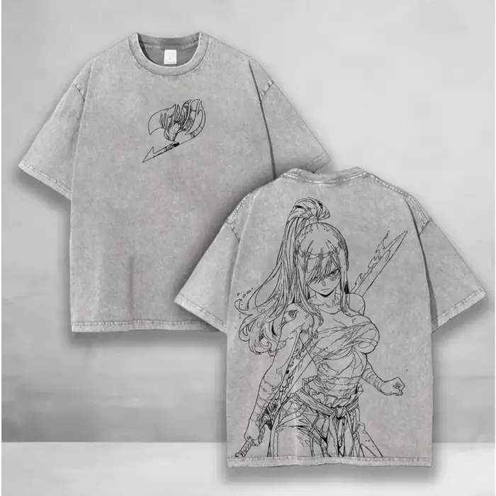 Anime chaud fée queue vêtements hommes femmes à manches courtes t-shirts lavé coton T-shirt rétro su