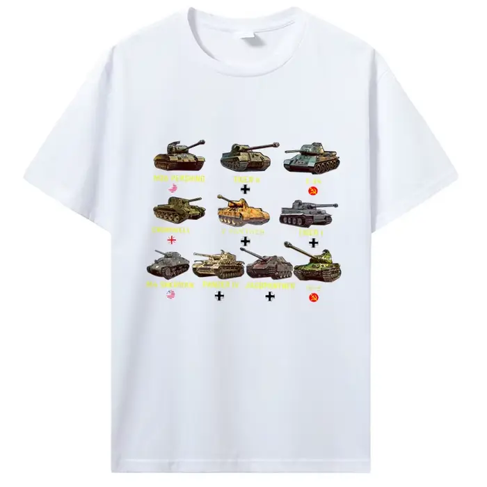 Nouveaux réservoirs M4 Sherman Panzer IV Tiger II T-34 T-Shirt hommes décontracté coton