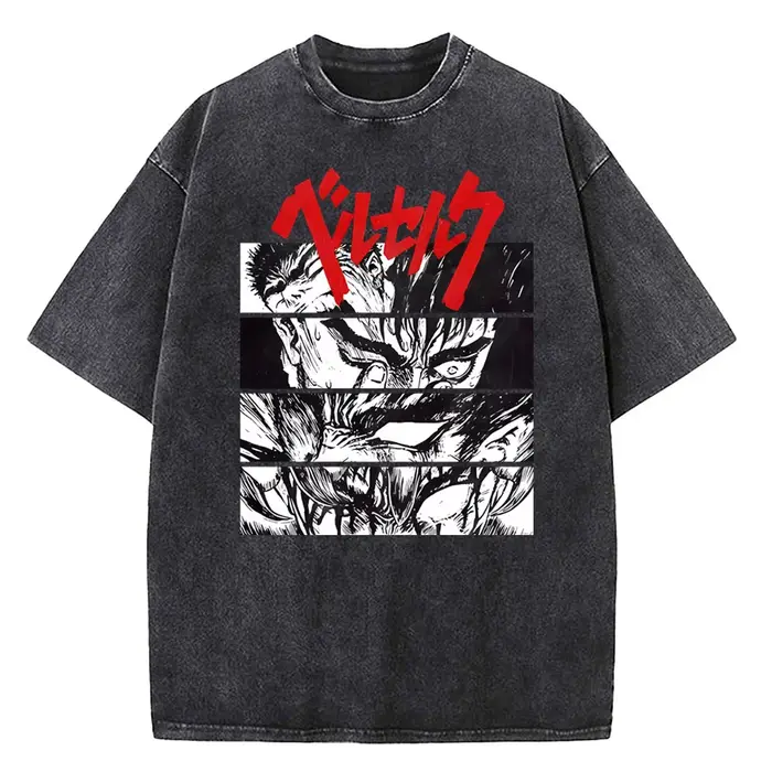 Berserk impression T-Shirt hommes Vintage lavé