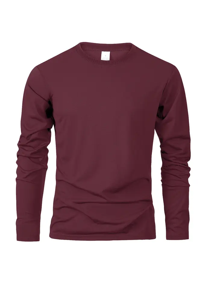 T-shirts à manches longues pour hommes T-shirts décontractés à col rond évacuant l'humidité hauts po