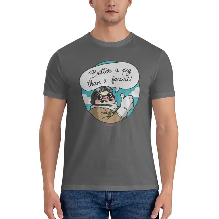 Drôle : mieux vaut un cochon qu'un fasciste ! T-shirt imprimé pour hommes