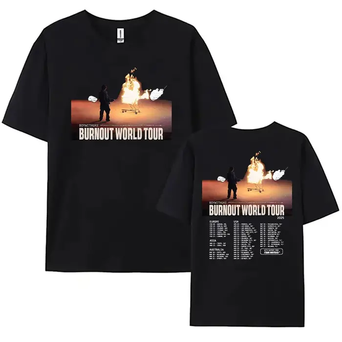 Boywithuke-T-shirt manches courtes col rond femme/homme, estival et décontracté, en coton, Burnout W