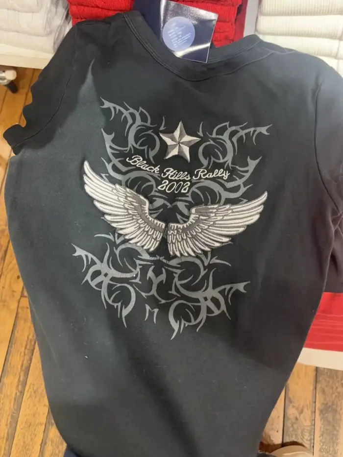 Nouveau T-shirt Femme Brodé Aile Arrière Col Rond Manches Courtes Été Vintage Streetwear Coton