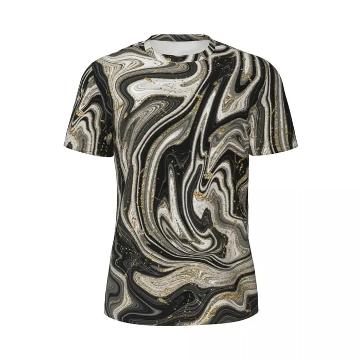 T-shirt imprimé marbre à paillettes dorées pour couple