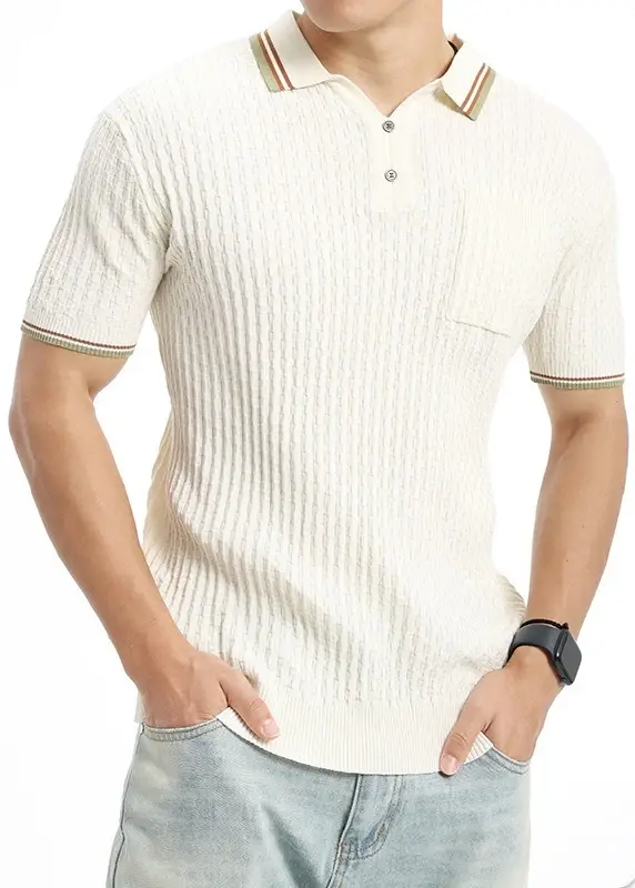Polo en maille de soie glacée à revers pour homme
