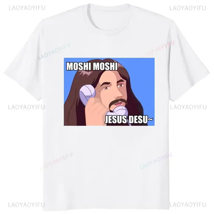 Moshi Moshi Jesus Desu T-shirt à manches courtes pour hommes