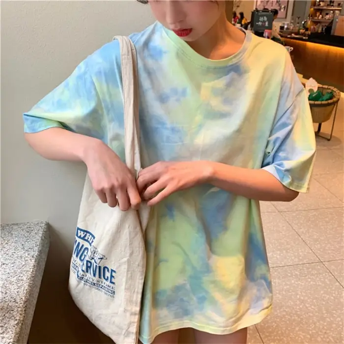 T-shirt à manches courtes en coton coloré pour femmes