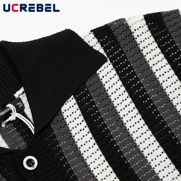 Cardigan tricoté rayé épissé pour hommes