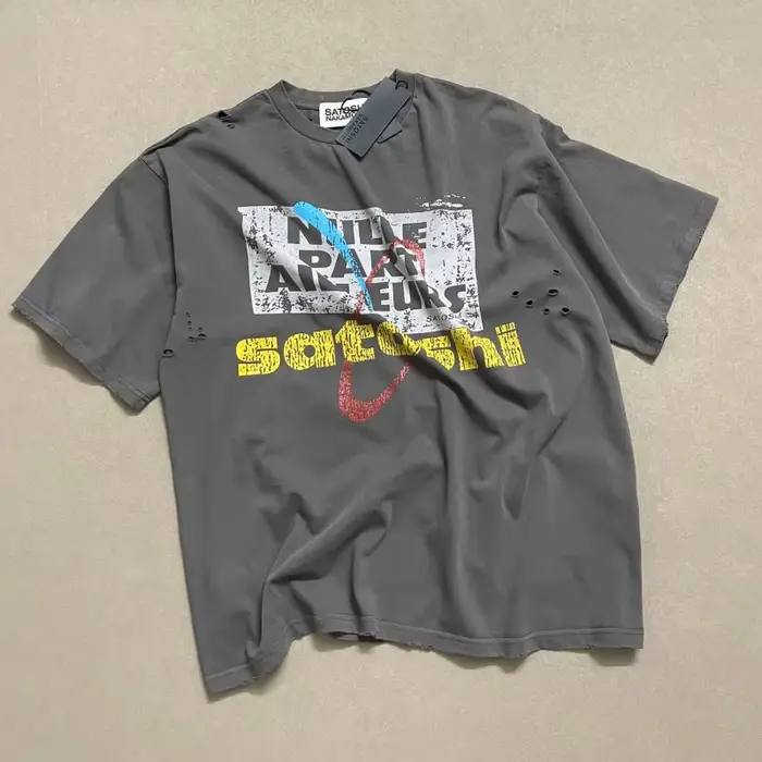T-shirt vintage déchiré pour homme Satoshi Nakamoto