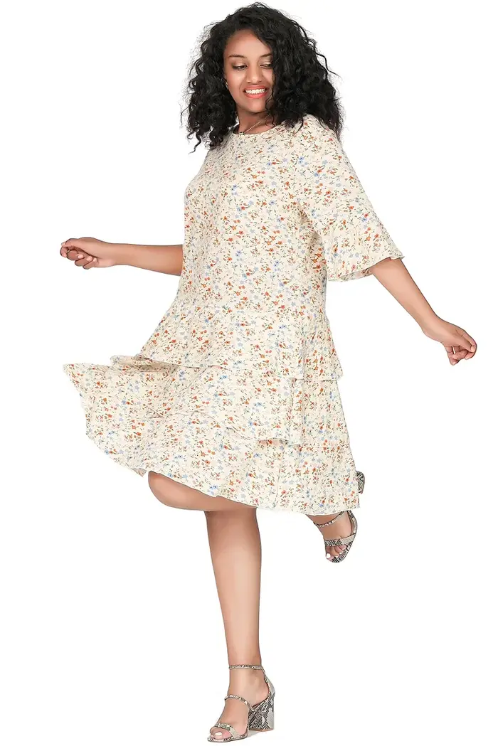 Robe trapèze à volants à plusieurs niveaux pour femmes