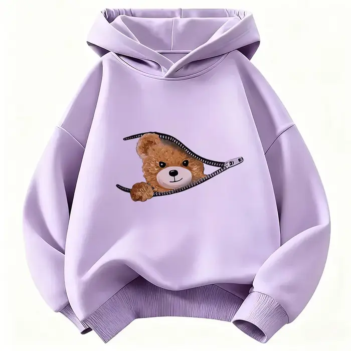 Sweat-shirt à capuche amusant pour enfants, motif ours mignon, pour garçons et filles, vêtements déc