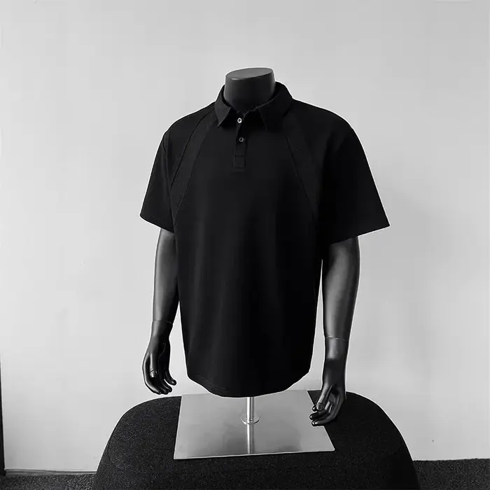 Polo à manches courtes pour homme, col à revers, coupe droite, style Raglan, T-shirt d'été épais pou