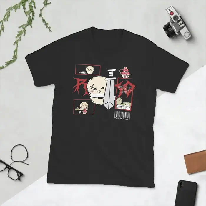 Rakko Chiikawas – t-shirts amusants et mignons pour hommes, t-shirt Hipster à manches courtes, col r
