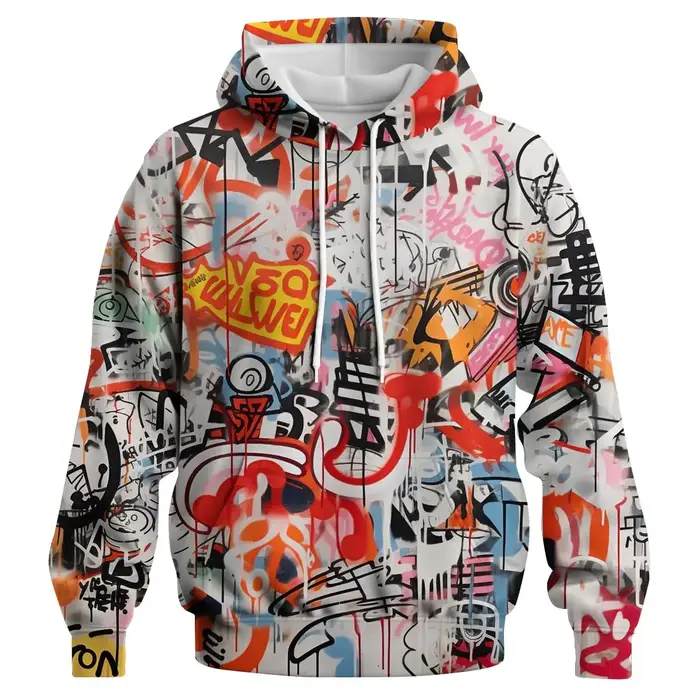 Sweat-shirt à capuche pour hommes, motif graffiti artistique, décontracté, assorti avec tout, haut d