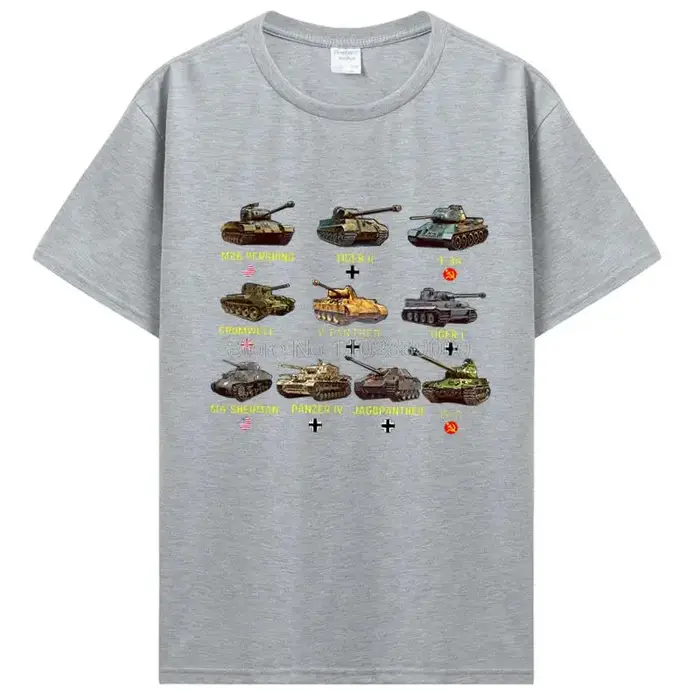 Nouveaux réservoirs M4 Sherman Panzer IV Tiger II T-34 T-Shirt hommes décontracté coton