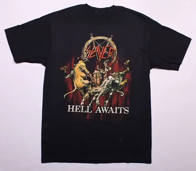 T-Shirt en coton avec image de la bande Hell Awaits Slayer