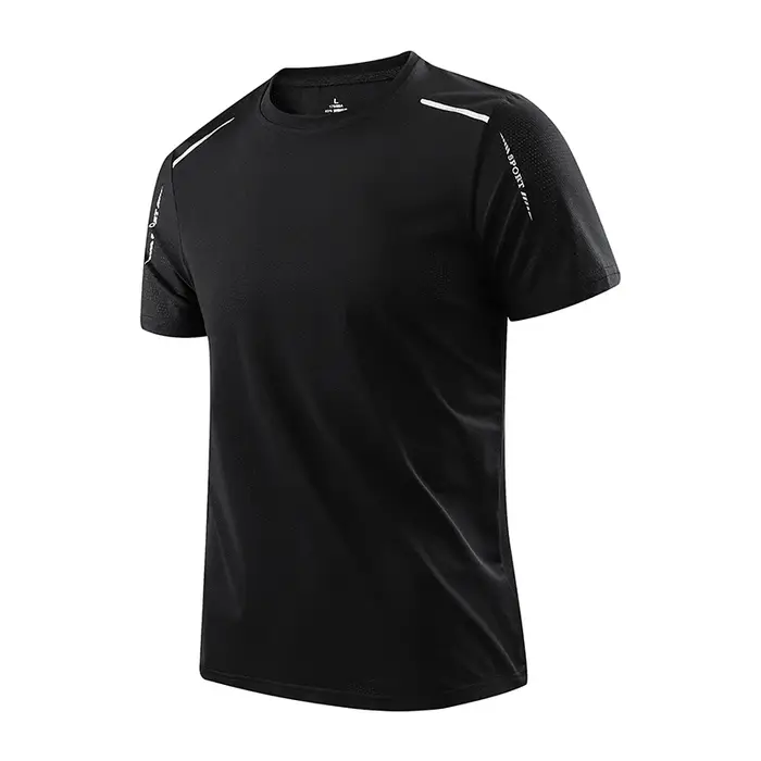 CHRLCK hommes course séchage rapide T-shirts respirant randonnée pêche T-shirts élasticité douce Spo