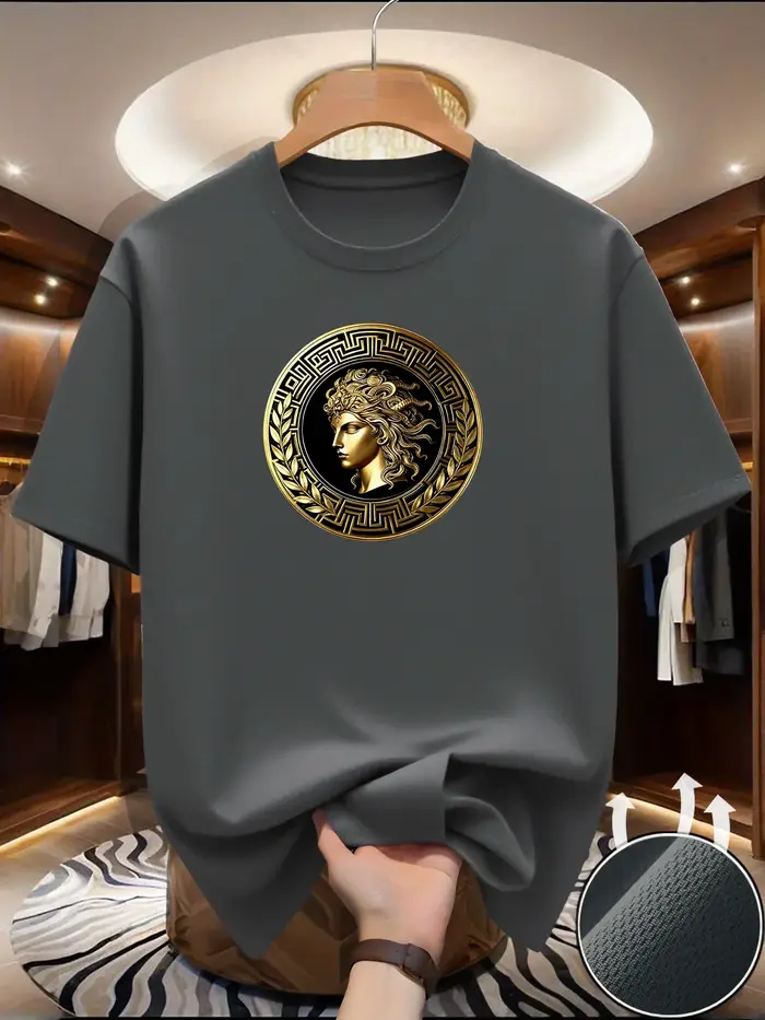 T-shirt Homme Imprimé Visage Latéral