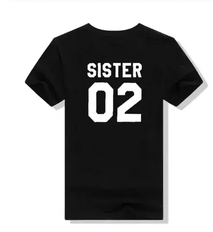Sister 01 02 lettre imprimer femmes t-shirt à manches courtes col rond lâche amis
