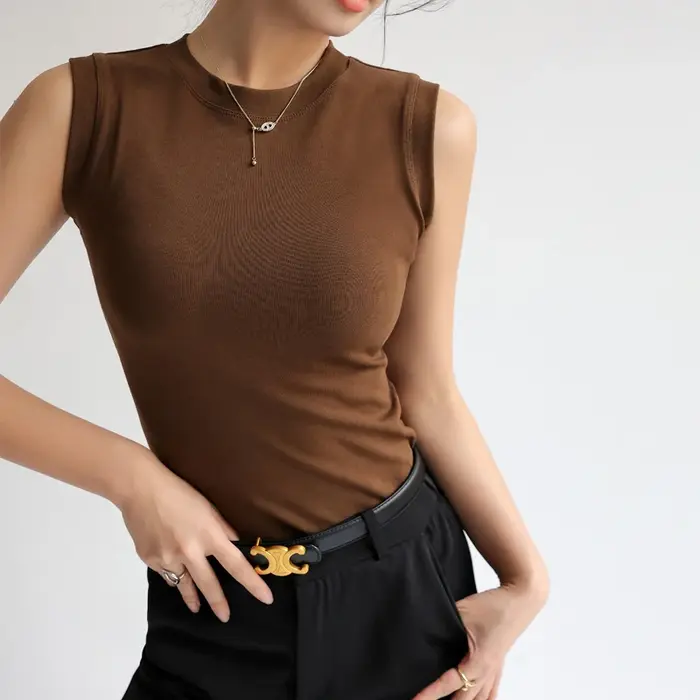 Camisole en coton à col rond pour femme