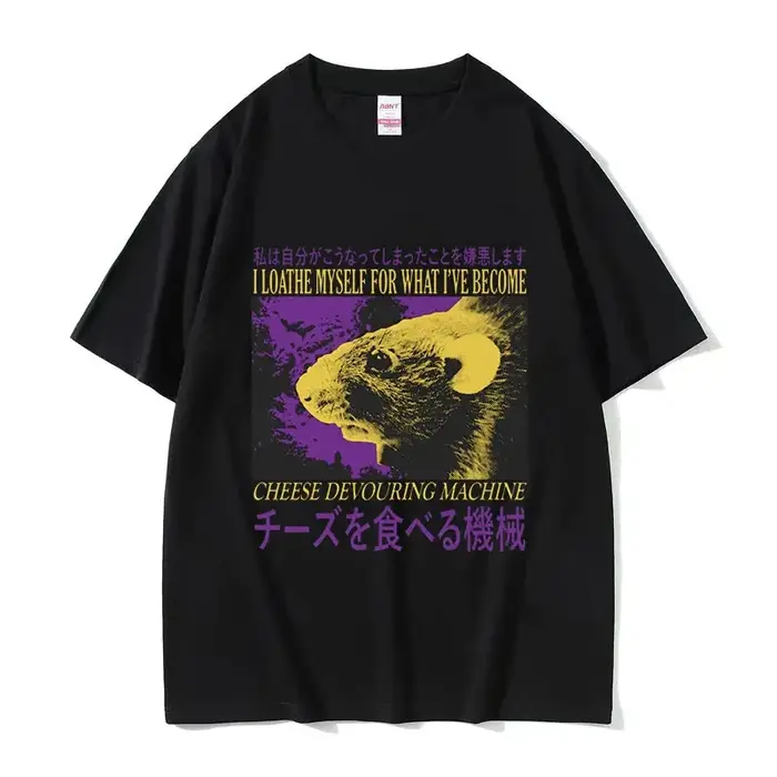 T-shirt col rond pour hommes, humoristique, avec image de Rat japonais, Vintage, à la mode, surdimen