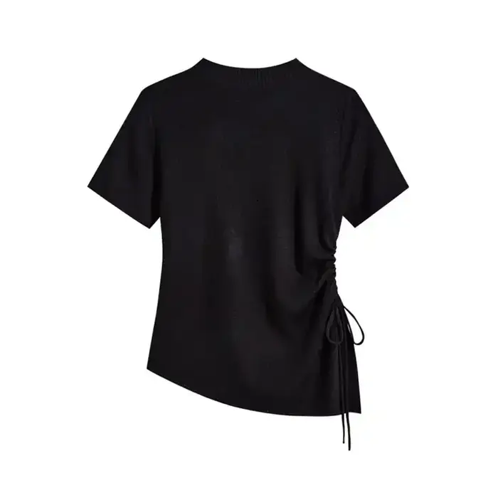 T-shirt en dentelle pour femme, nouvelle collection été, tricot amincissant à manches courtes, décon