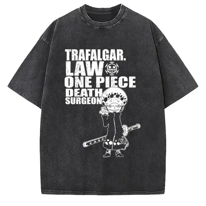 T-shirt unisexe délavé à imprimé graphique anime vintage gothique