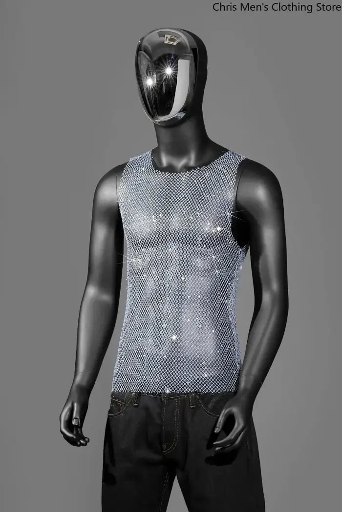 Gilet brillant transparent sexy pour hommes