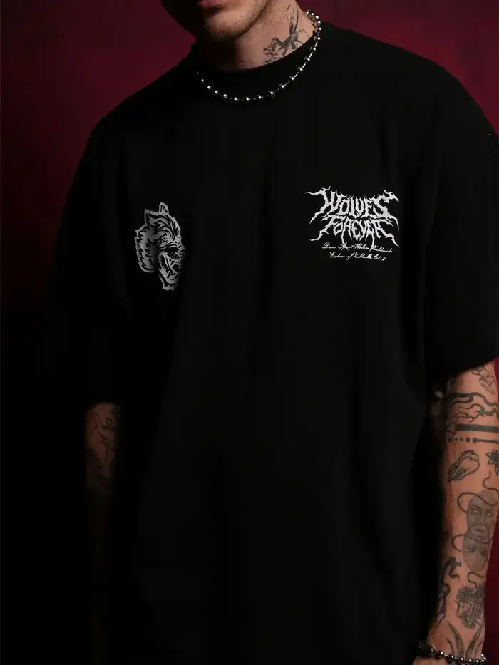DARC EINHERJAR - T-shirt surdimensionné noir pour hommes