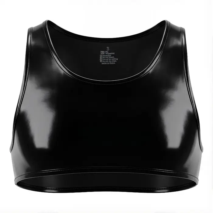 Débardeur court en similicuir PU pour homme