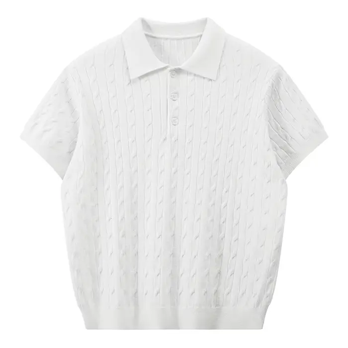 Polo tricoté à manches courtes Jack's American Retro Twisted Flower pour homme – Tendance estivale, 