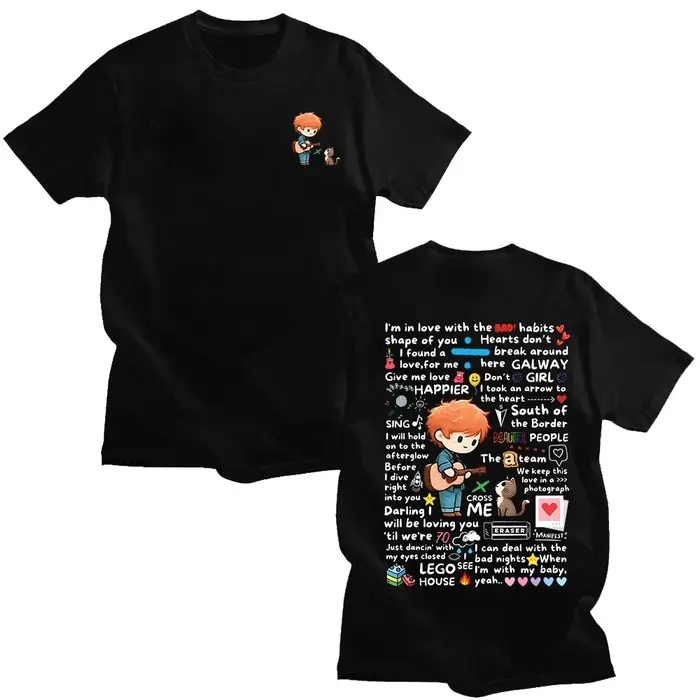 Ed Sheeran Graffiti motif t-shirt nouveau à la mode décontracté femmes hommes vêtements Y2k T-shirts