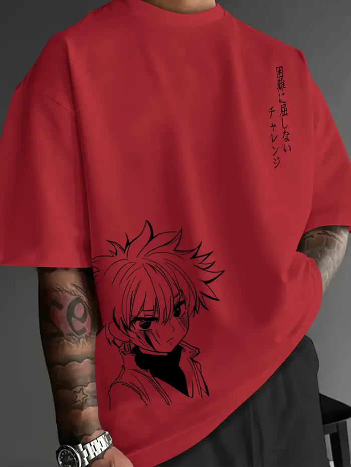 T-shirt Anime Oversize Homme Imprimé Killua Zoldyck Manga Japonais Streetwear Décontracté Manches Courtes Hauts Tendance