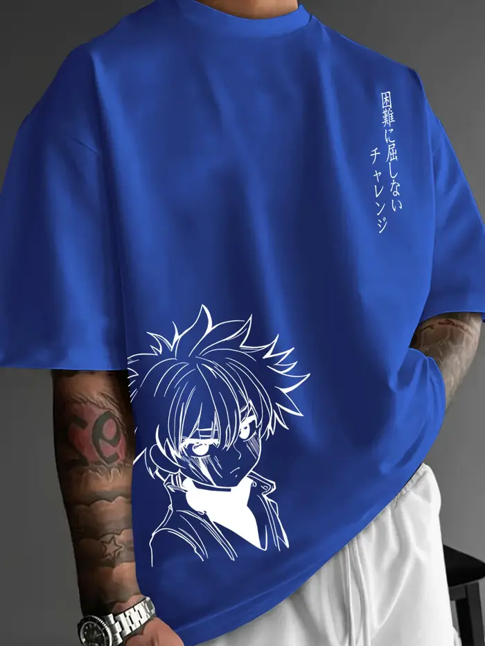 T-shirt Anime Oversize Homme Imprimé Killua Zoldyck Manga Japonais Streetwear Décontracté Manches Courtes Hauts Tendance
