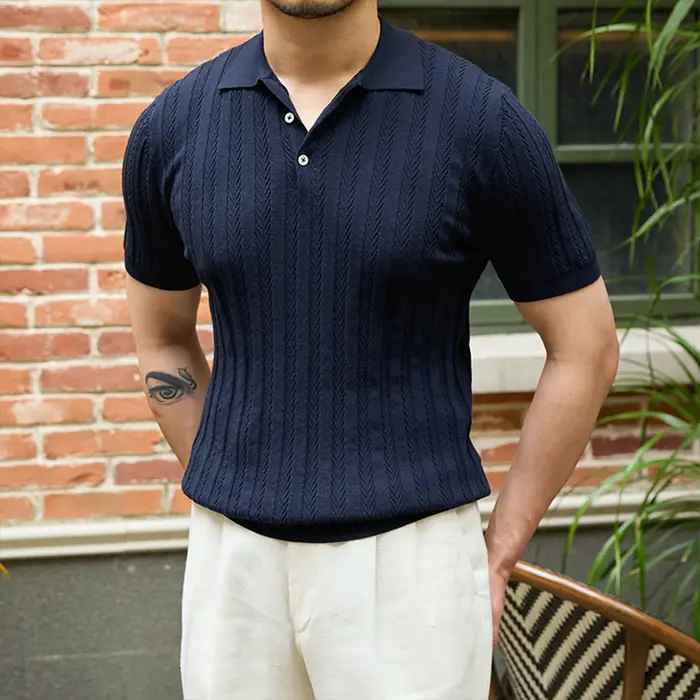 Mr. Lusan-Polo Jacquard à Revers à oral rons pour Homme