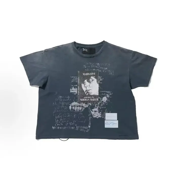 Nouveau Bonne qualité lavé bleu Paly t-shirts hommes femme Vintage haute rue mode col rond trou vieux endommagé haut t-shirt à manches courtes