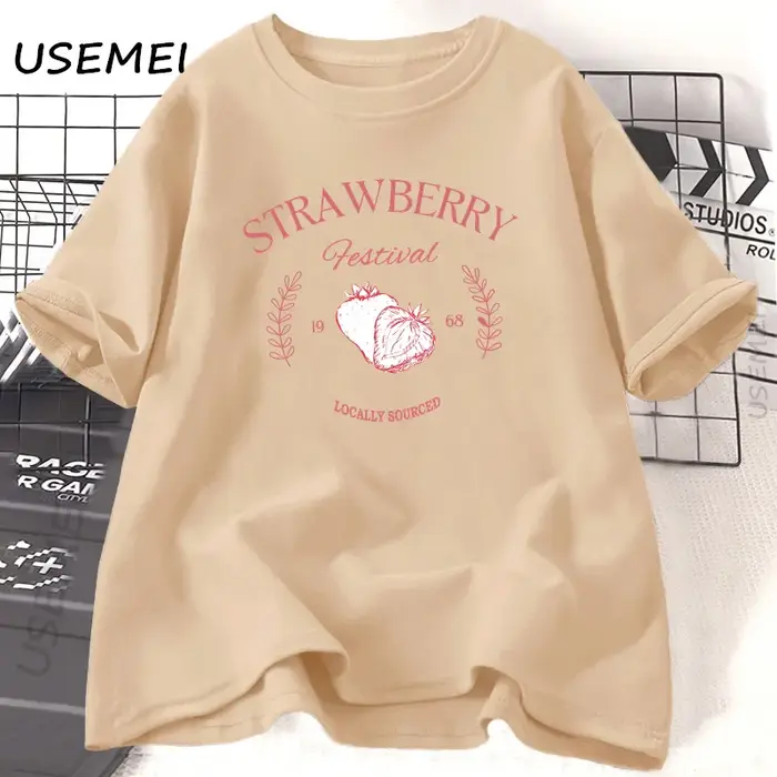 Fraise Vintage T-Shirt femme coton