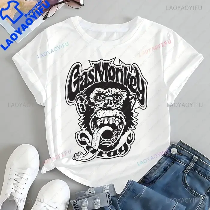 T-shirt imprimé Gas Monkey Garage, tendance neutre, Harajuku, chemise unisexe à manches courtes, T-s