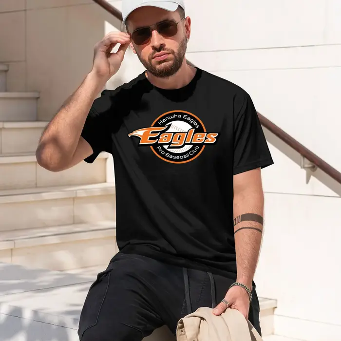T-shirt à col rond pour homme et femme, avec logo du club de baseball Hanwha Pro, emblème de l'équip