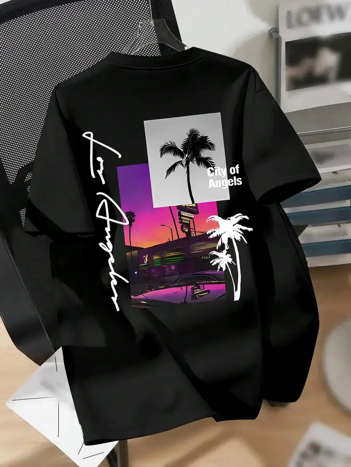 T-shirt graphique Palm Tree City of Angels de Los Angeles pour hommes