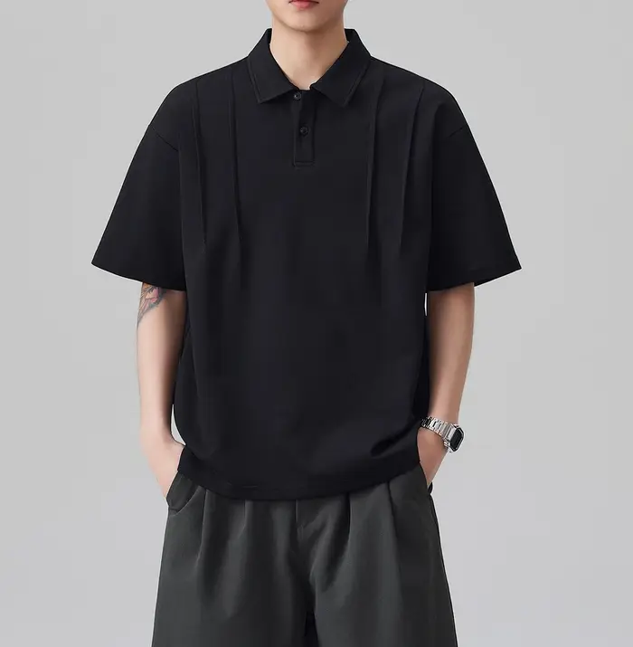 Polo simple pour homme, nouvelle collection été 2026, coupe ample décontractée, col à revers, manche