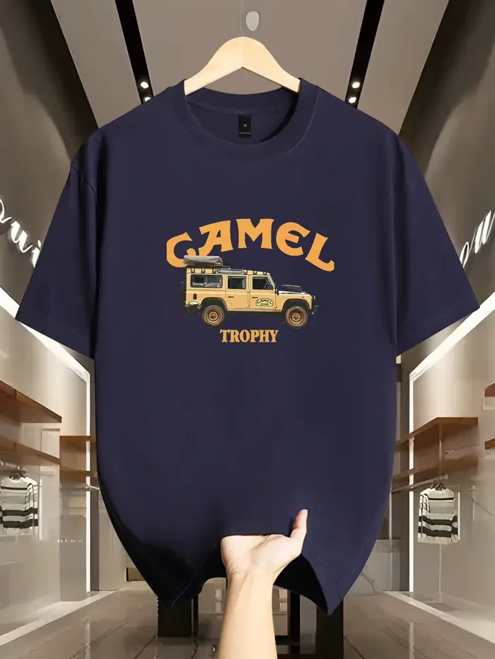 T-shirt à manches courtes pour hommes, 100% coton pur, décontracté, à la mode, ample, à motif rétro