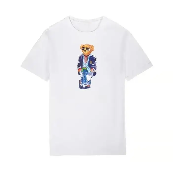 Nouveaux t-shirts en coton à imprimé ours Poloo pour hommes