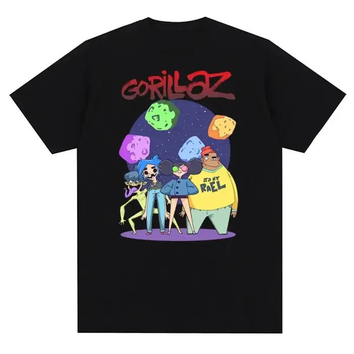 Groupe de musique Gorillazs Punk Rock imprimé t-shirt années 90 décontracté mode manches courtes gra